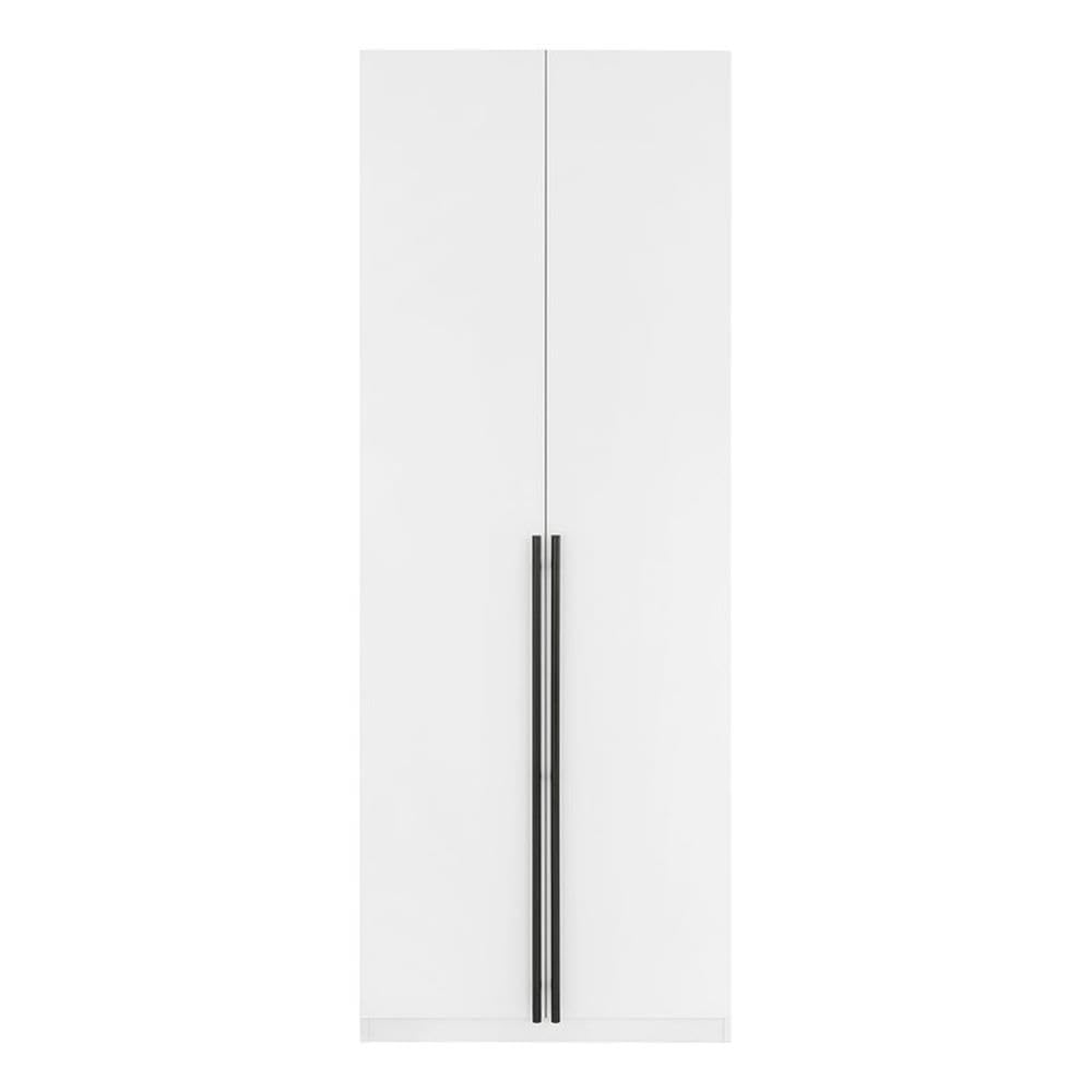 Manhattan Comfort Lee Modern Freestanding Closet 2.0 | Space-Saving Design with 1 Hanging Rod, 1 Shelf & 2 Drawers | Soft Close Hinges | No Tool Assembly Storage Cabinet, White