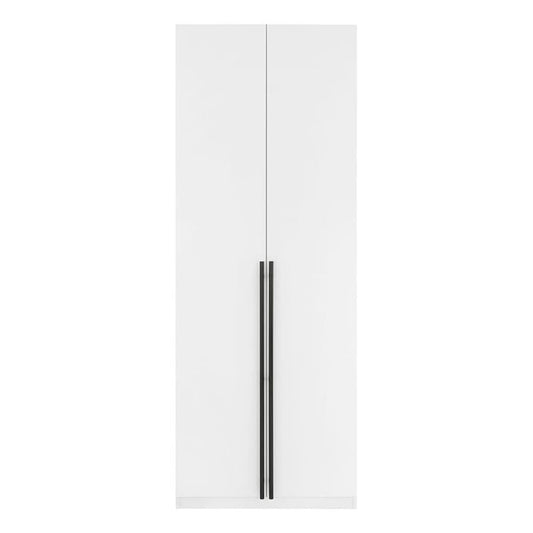 Manhattan Comfort Lee Modern Freestanding Closet 2.0 | Space-Saving Design with 1 Hanging Rod, 1 Shelf & 2 Drawers | Soft Close Hinges | No Tool Assembly Storage Cabinet, White