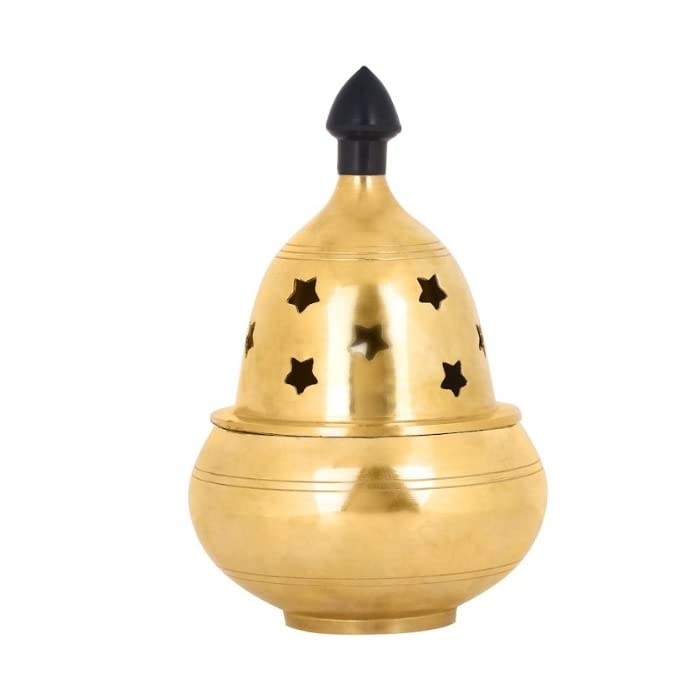 Craftsman Brass Akhand Diya Decorative Oil Lamp 3.5 Inch Medium Golden STK1293