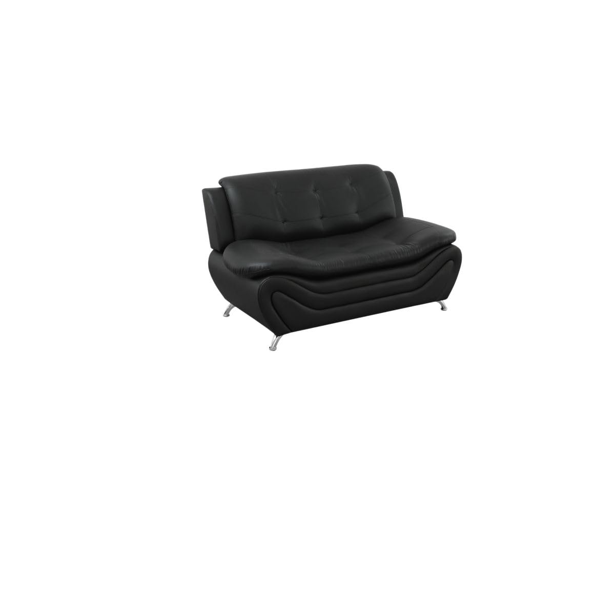 UOCFYK Lounge Comfy Faux Leather Sofa Modern Loveseat Couch for Small Living Room/Dorm/Bedroom/Office/Apartment for Small Spaces, (Black-1, Two-Person Seat)