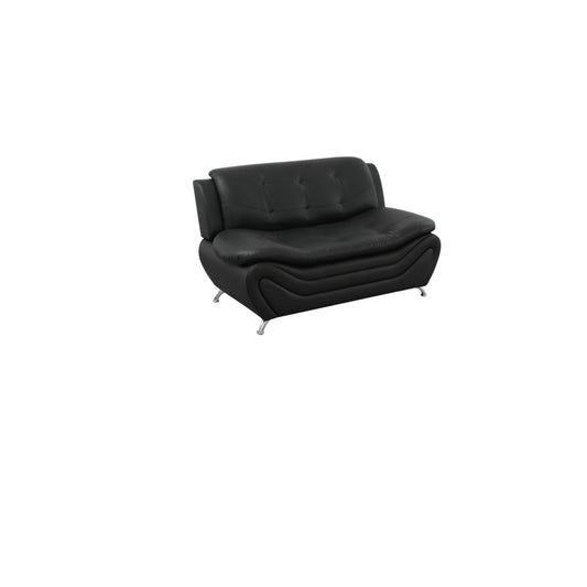 UOCFYK Lounge Comfy Faux Leather Sofa Modern Loveseat Couch for Small Living Room/Dorm/Bedroom/Office/Apartment for Small Spaces, (Black-1, Two-Person Seat)
