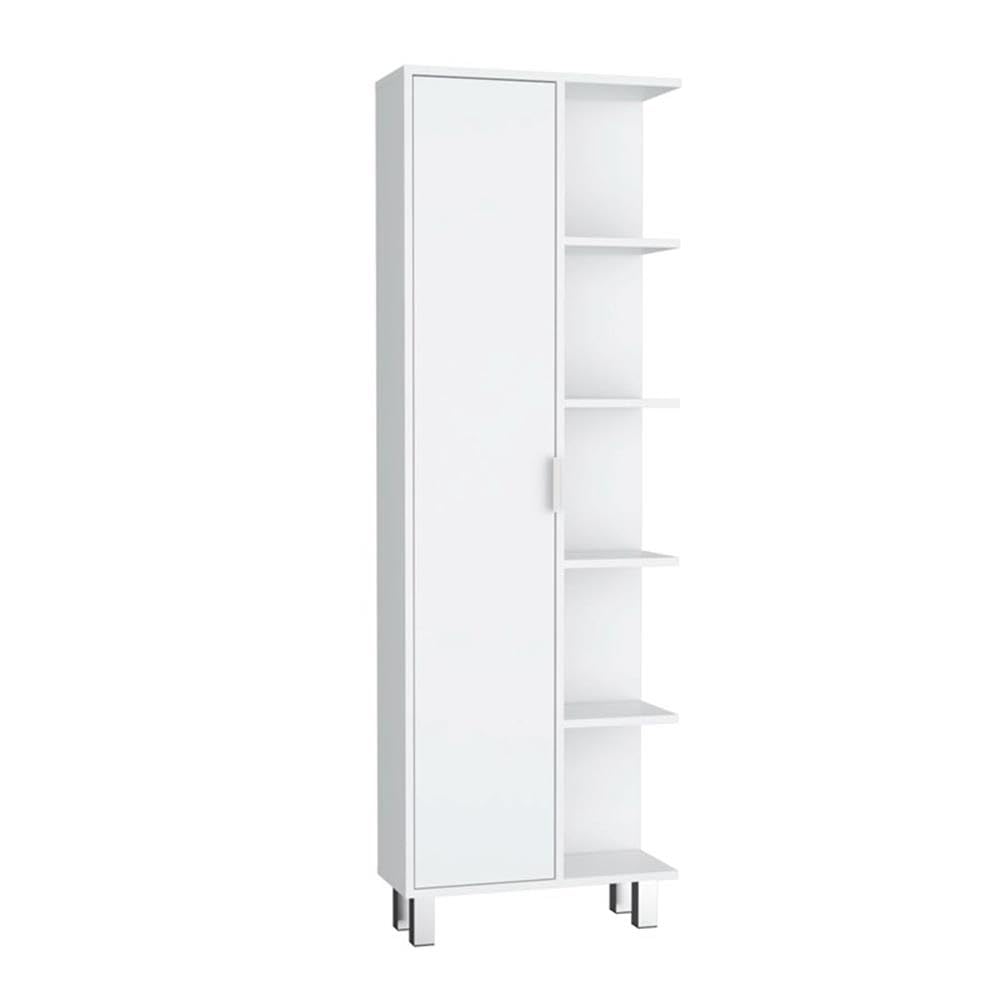 Tuhome Crovie Tall Linen Cabinet for Bathroom Storage, 62.9-Inch White Linen Tower with Door and 9 Shelves, Slim Vertical Linen Closet Organizer for Towels and Toiletries