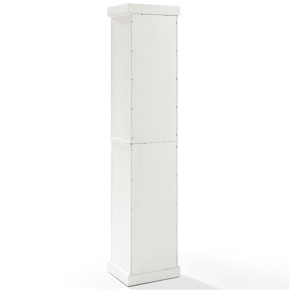 Crosley Furniture Seaside Tall Linen Storage Cabinet and Bathroom Organizer with a Drawer and Shelves, Distressed White