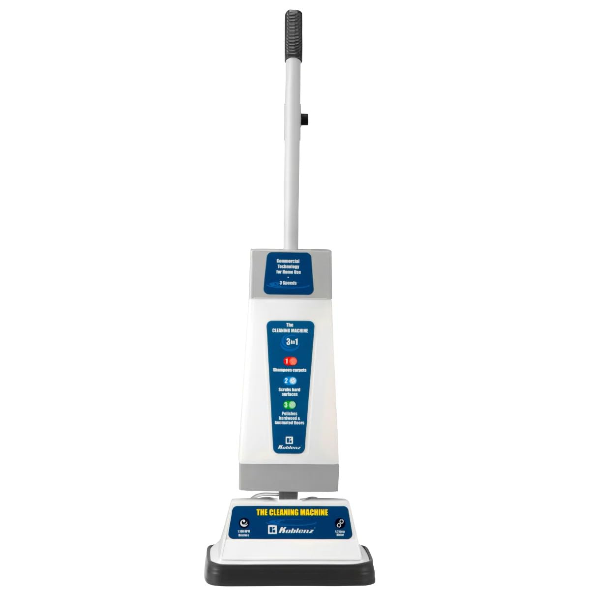 Koblenz Shampooer and Polisher Cleaning Machine, Floor Cleaner with 1100-rpm Motor, 5' Power Cord, 120-oz Tank, 2-Speed Settings, Scrubbing Brushes, Lambswool Pads, and Polishing Pads, P-820 B