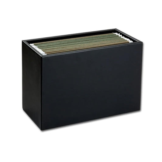 Classic Black Leather Hanging File Folder Box