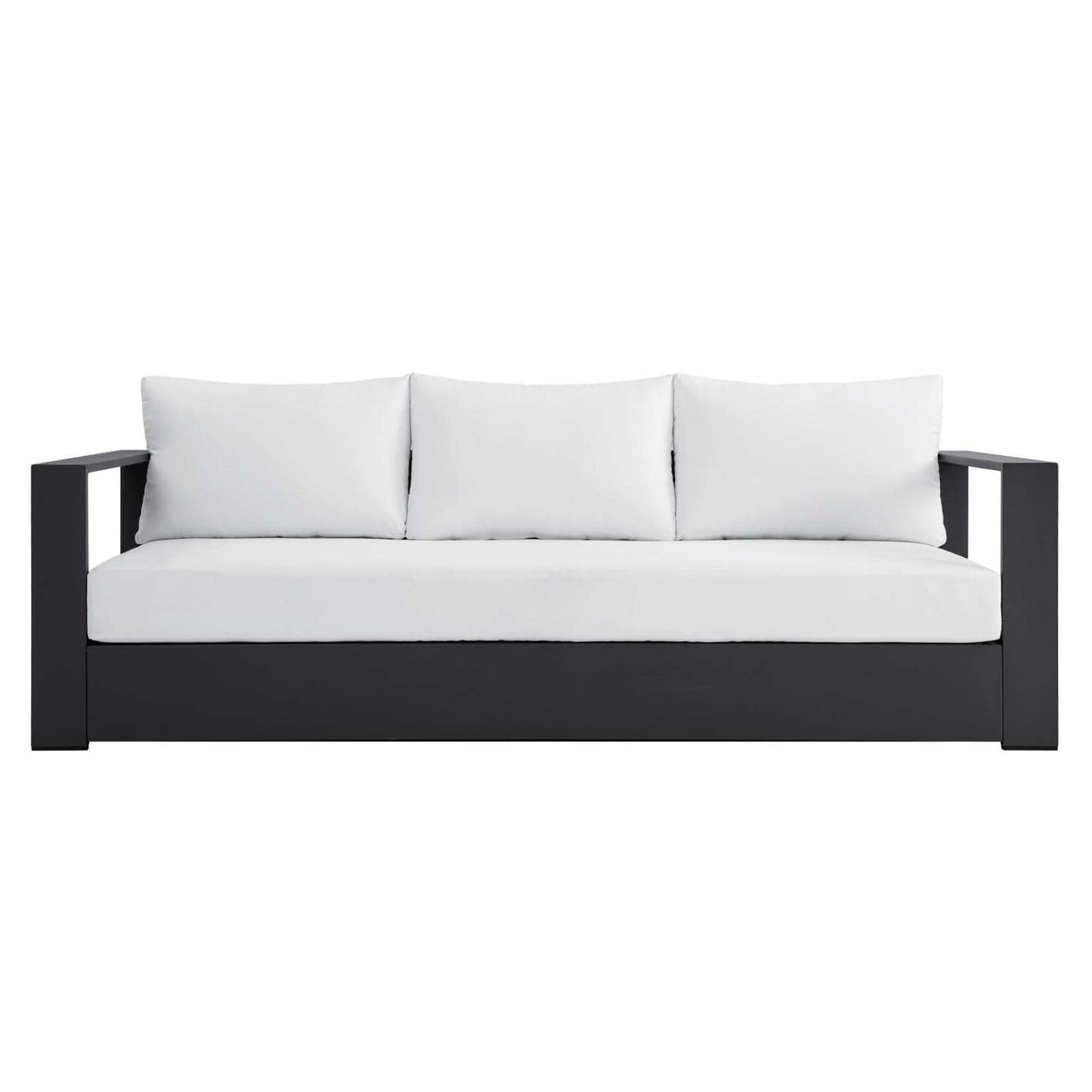 Modway Tahoe Aluminum Outdoor Patio Sofa in Gray White