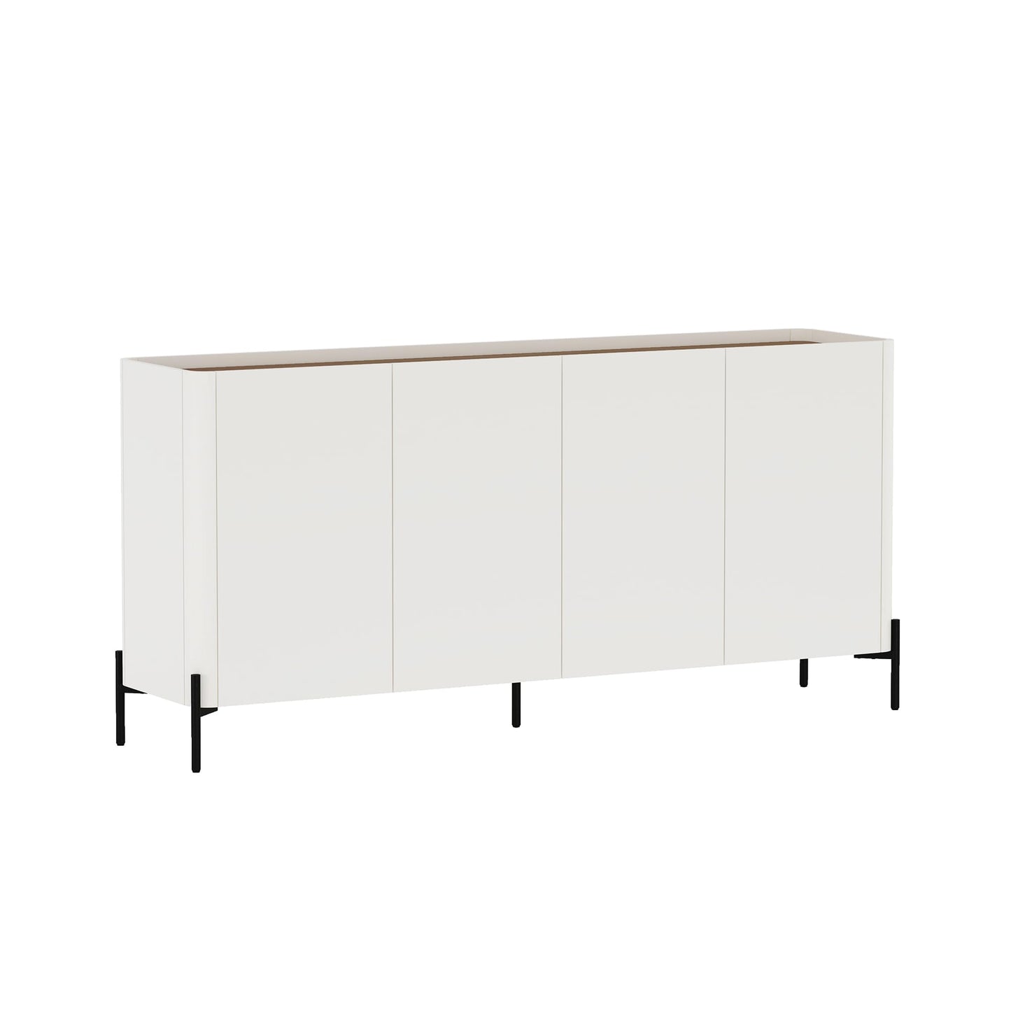 Manhattan Comfort Abbey 67" Sideboard Cabinet, Modern Console Table with Storage, Adjustable Shelves, Kitchen Buffet, Soft Close Doors, Handle-Free Design, Elevated Metal Legs, Maple and Off White
