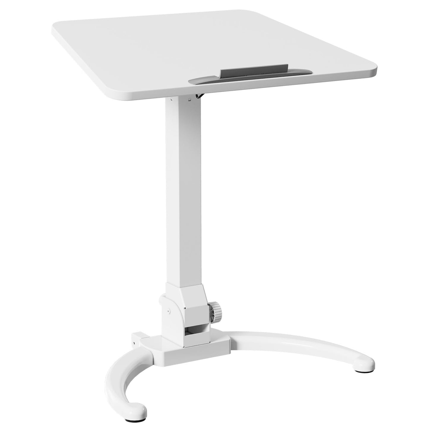 JOY worker Foldable Mobile Standing Desk, Height Adjustable Sit Stand Desk, 90° Tiltable Rolling Laptop Table, Portable Workstation with Wheels Non-Slip Mat for Home Office, Holds Up to 22lbs, White