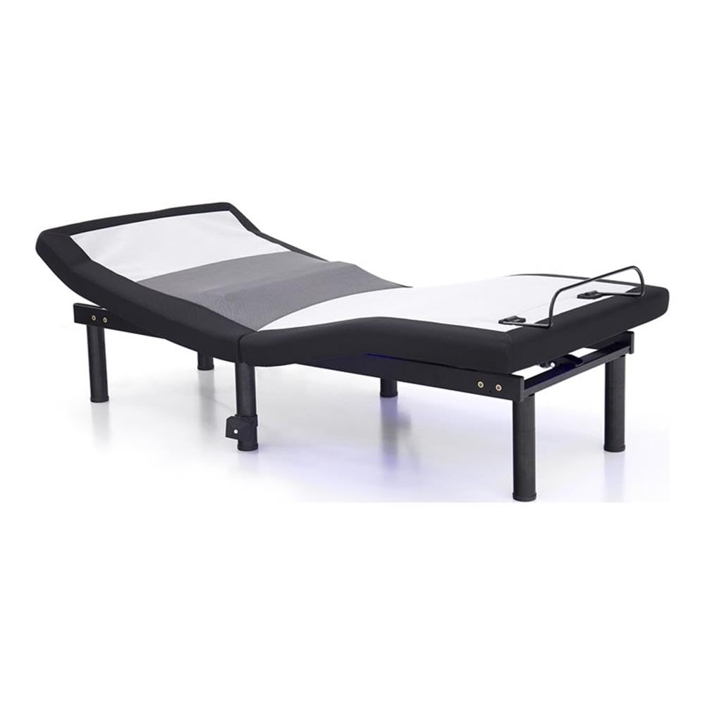 Pemberly Row California King Adjustable Bed Base, Metal Frame with USB Ports, Black Finish, Tri-Motor System, Wireless Remote and App Control, Adjustable Head and Foot Positions, Modern Bedroom