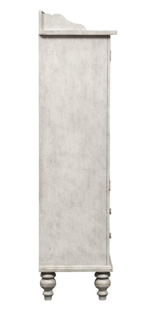 Liberty Furniture Whitney Glass Display Cabinet Traditional Dining Room Storage with LED Touch Light - Antique Linen Oak Wood