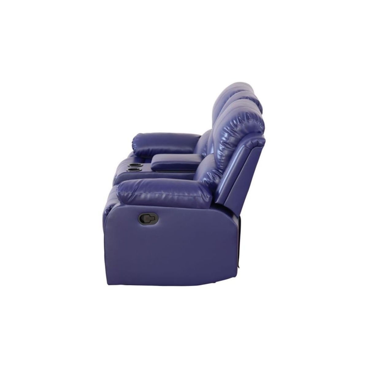 UOCFYK Lounge Comfy Recycled Leather Manual Reclining Sofa Modern Loveseat Couch for Small Living Room/Dorm/Bedroom/Office/Apartment for Small Spaces, (Dark Blue, Two-Person Seat)