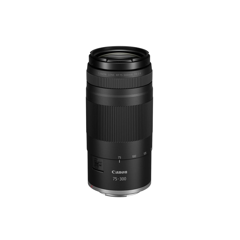 Canon RF75-300mm F4-5.6 Zoom Lens with UV Filter + Lens Cap Keeper + Cleaning Kit (4 Items)