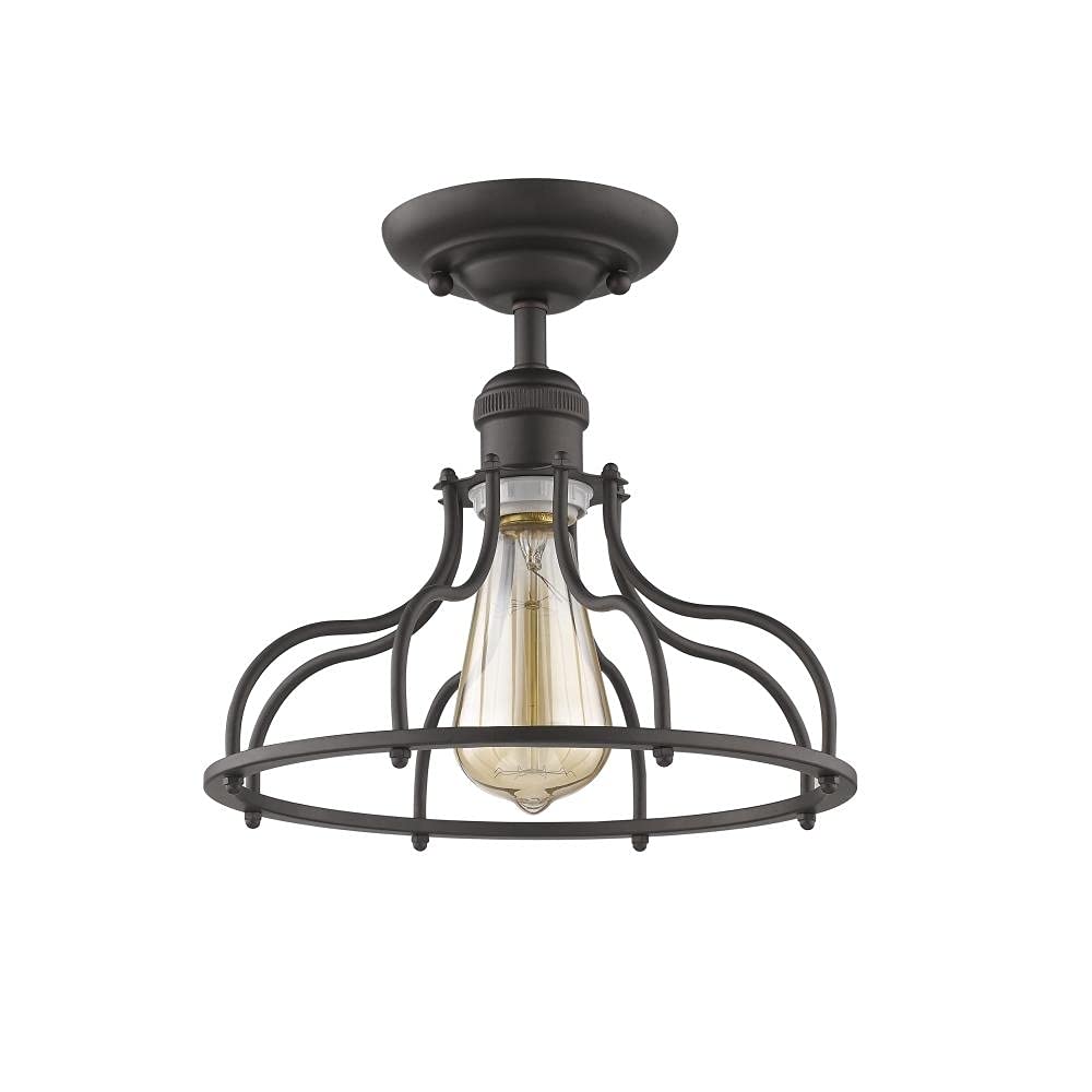 Chloe Lighting Jaxon 1 Light Semi-Flush Ceiling Fixture 10in Wide Rubbed Bronze Model CH2D004RB10-SF1