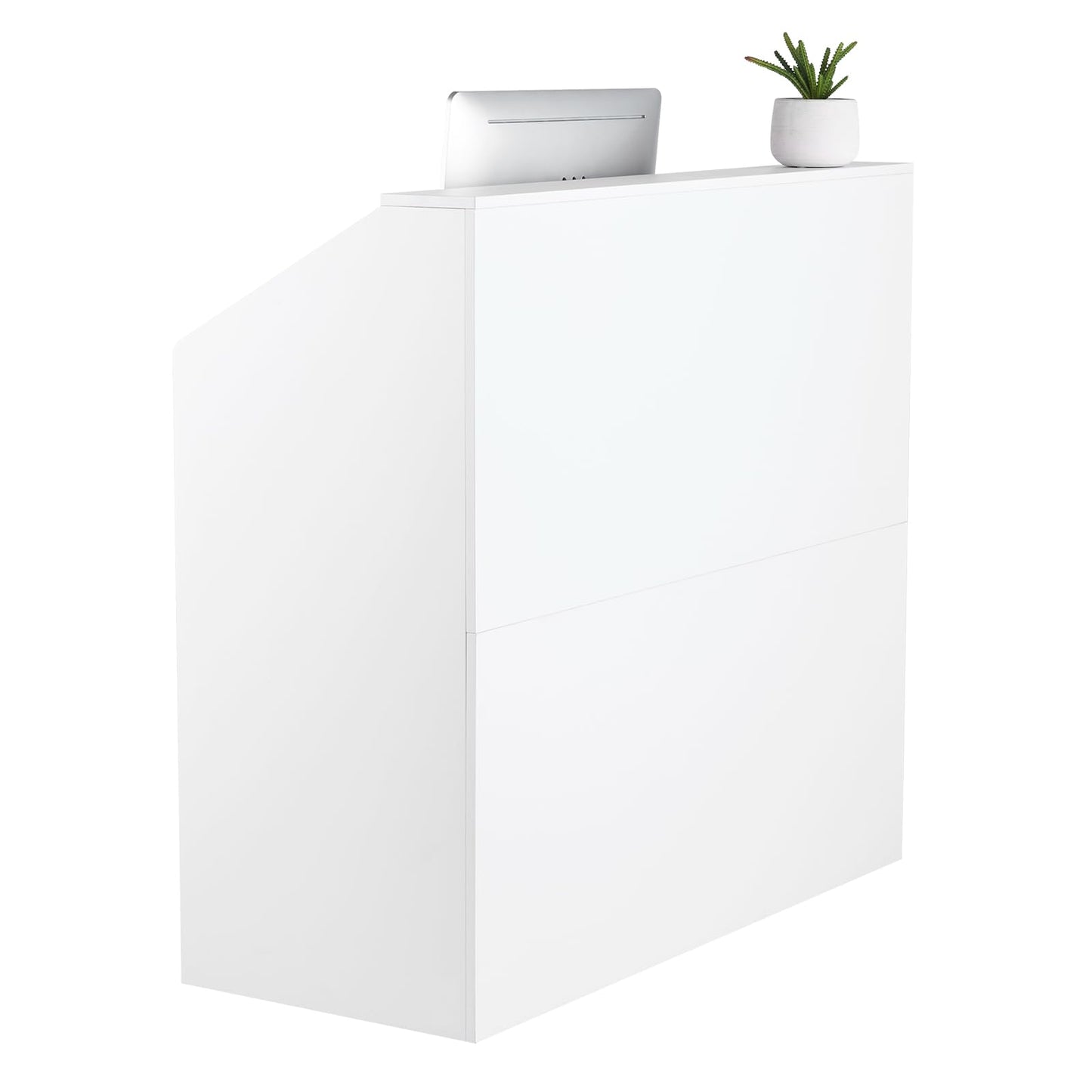 VEVOR Reception Desk, 46 Inch Rectangular Front Counter Table, Office Reception Desk, Retail Counter and Front Reception Counter, for Checkout, Lobby, Beauty Salon and Office, White