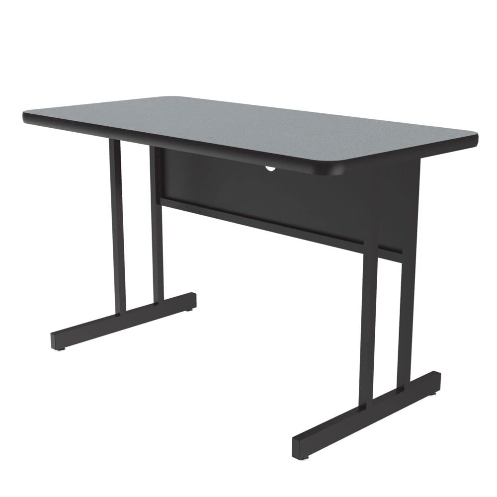 Correll 24"x36" Home & Office Computer Desk, Durable Gray Granite High Pressure Laminate Top, 29" High Training Workstation, Steel Frame & Modesty Panel, Wire Management, Made in The USA