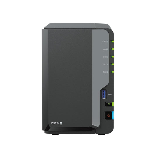 Synology DiskStation DS224+ NAS Server with Celeron 2.0GHz CPU, 6GB Memory, 36TB HDD Storage, 2 x 1GbE LAN Ports, DSM Operating System
