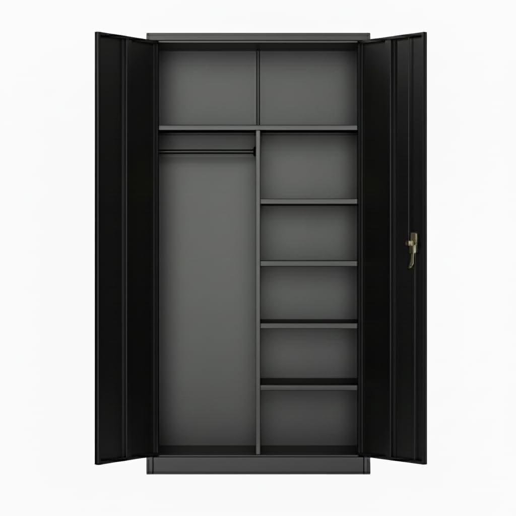 PeacefulHues Steel Wardrobe Cabinet with Locking Doors