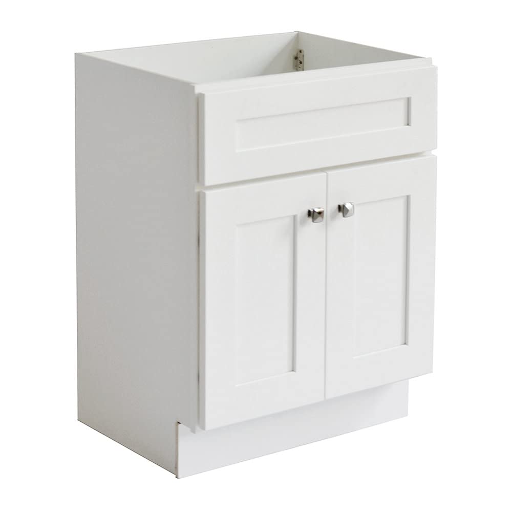 Brookings 24 Inch Bathroom Vanity, Ready to Assemble, Solid Wood, Sherwin Williams® White – Design House, 586925