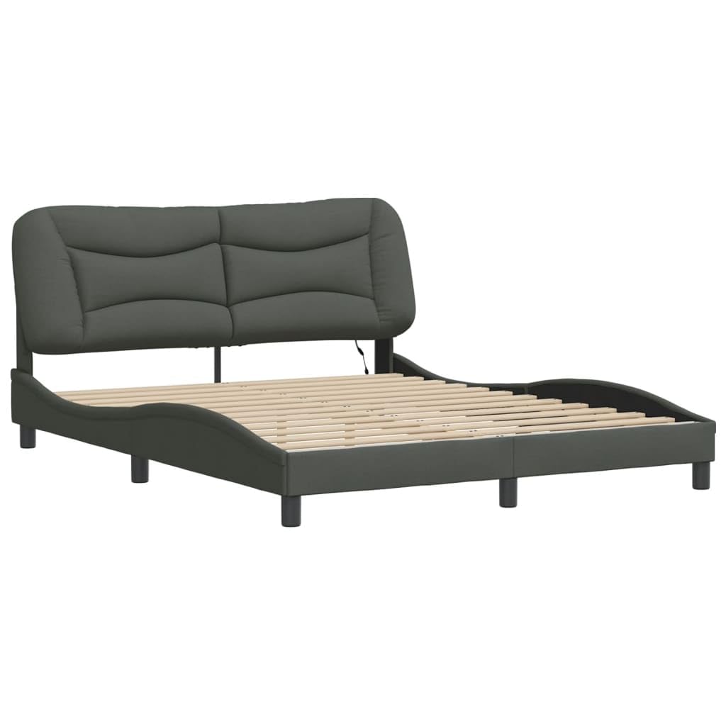 FUDUGEHMIOFWFJJ Split Queen Adjustable Bed,Bed Base,Bed Frame for Adjustable Base,Bed Frame with LED Without Mattress Dark Gray 59.8"x79.9" FabricSuitable for Bedroom, Office, Balcony