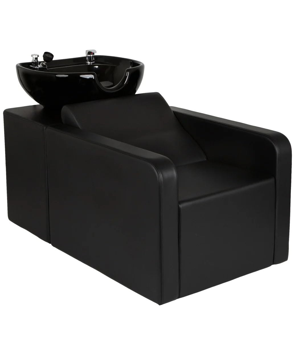 Buy-Rite Nova All-in-One Shampoo Backwash Unit for Professional Salons, Reclining Backrest, Integrated Shampoo Bowl, Easy to Clean, NIN-F-8811C-BLK-BW (Black Shampoo Bowl)