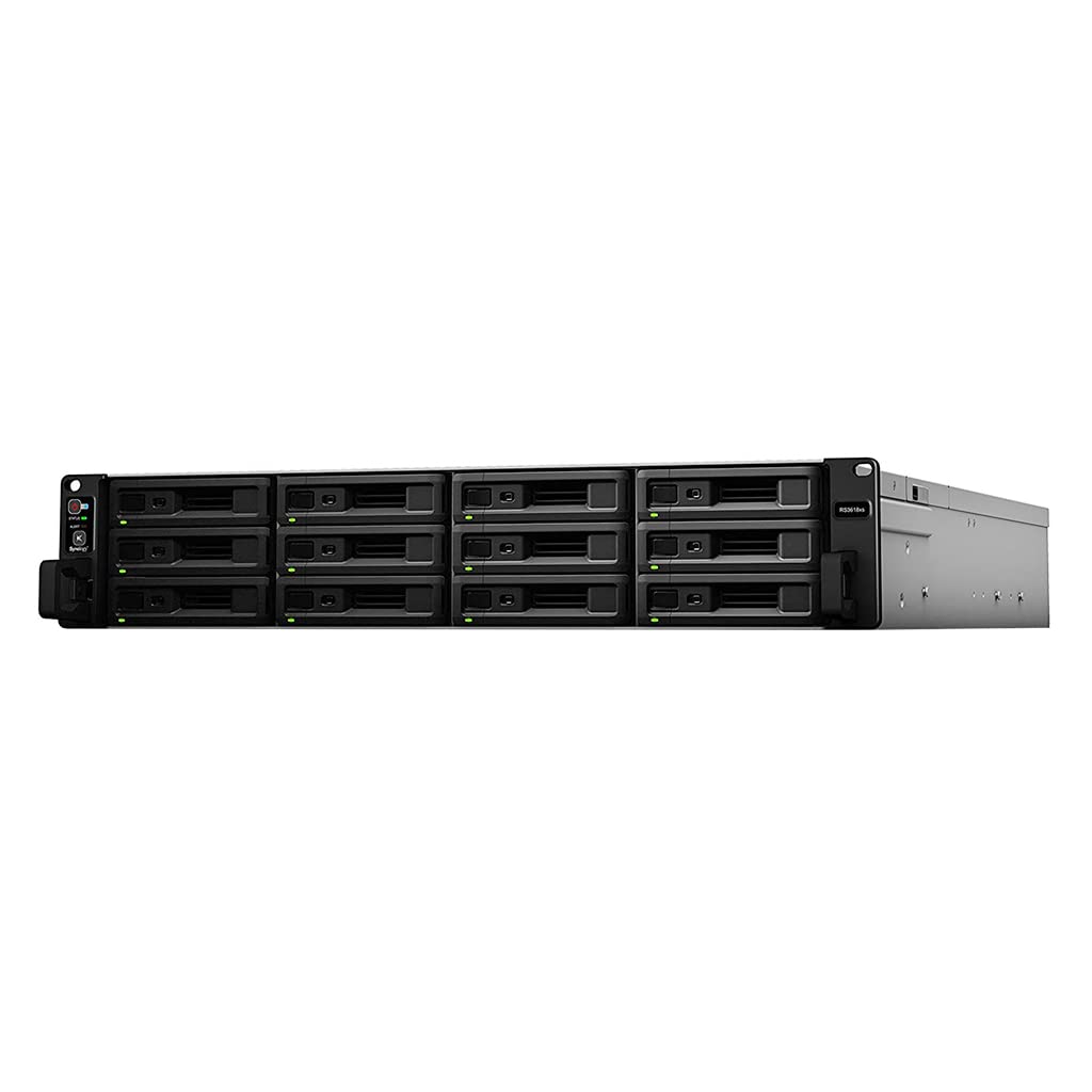 Synology RackStation RS3618xs NAS Server with Xeon 2.4GHz CPU, 64GB Memory, 120TB HDD Storage, 4 x 1GbE LAN Ports, DSM Operating System Bundle with Rail kit