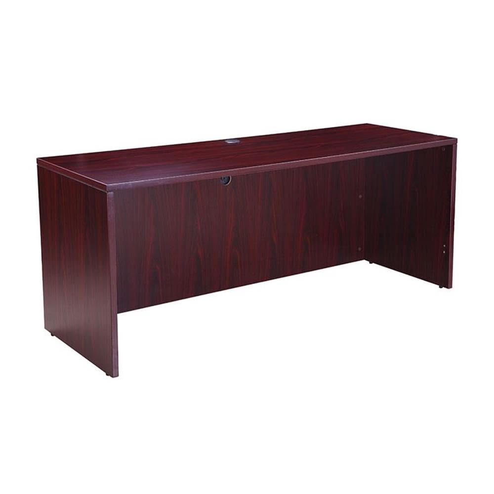 Boss Office Products Holland 71" Executive Desk and Credenza with Dual File Storage Pedestal and Hutch, Mahogany