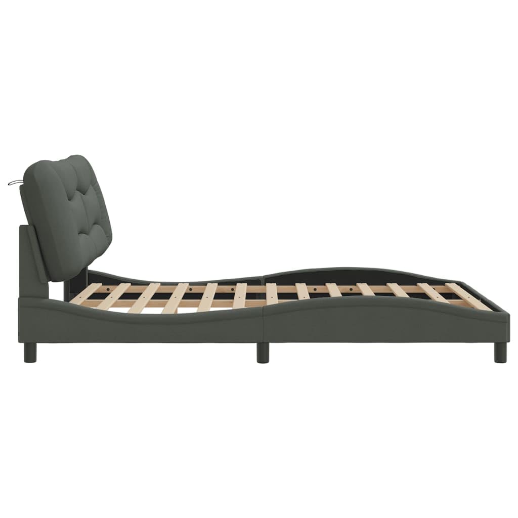 FUDUGEHMIOFWFJJ Split Queen Adjustable Bed,Bed Base,Bed Frame for Adjustable Base,Bed Frame with LED Without Mattress Dark Gray 59.8"x79.9" FabricSuitable for Bedroom, Office, Balcony