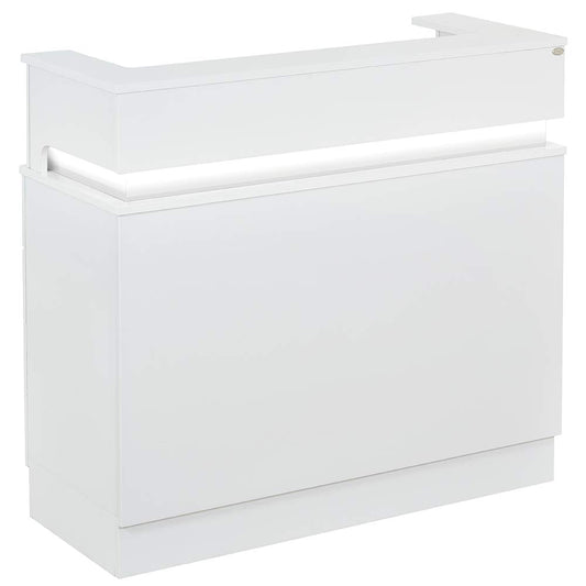 Dir Reception Desk, Receptionist Area Counter with LED Lights in White LANGARA