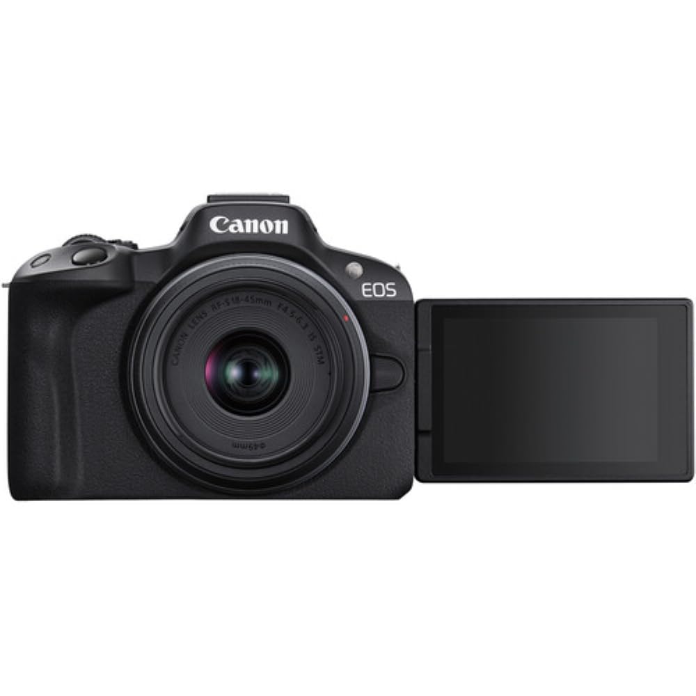 Canon EOS R50 Mirrorless Camera with 18-45mm Lens (Black) Bundle with 64GB Memory Card + Canon 200ES EOS Shoulder Bag (3 Items)