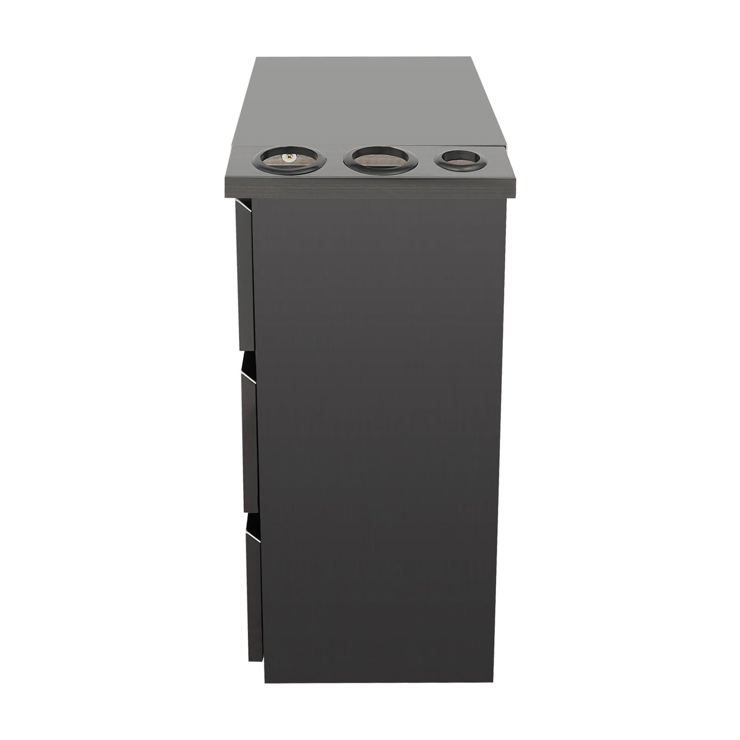 Salon Station for Hair Stylist, 3-Drawer Stainless Steel Salon Storage Cabinet Barber Organizer with 3 Hair Dryer Holders, Smooth & Silent Sliding (Black)