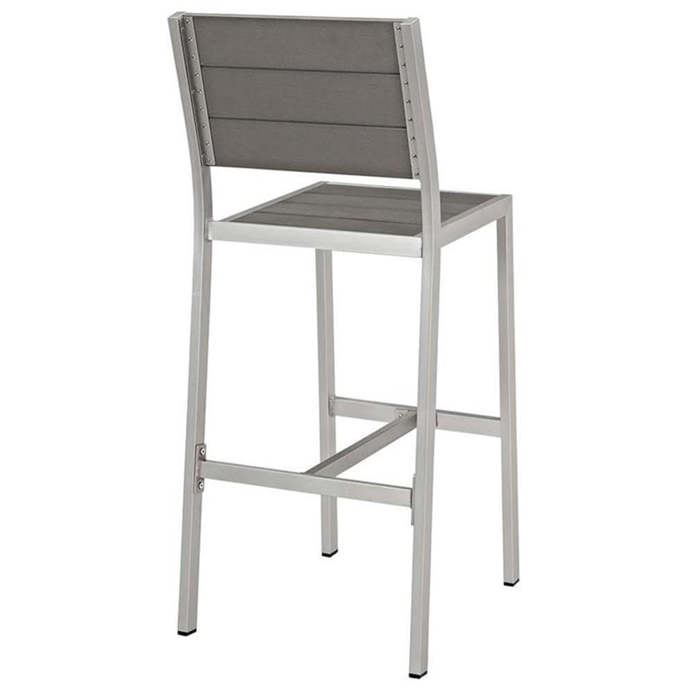 Modway Shore Outdoor Patio Aluminum Set of 2 Armless Bar Stool in Silver Gray