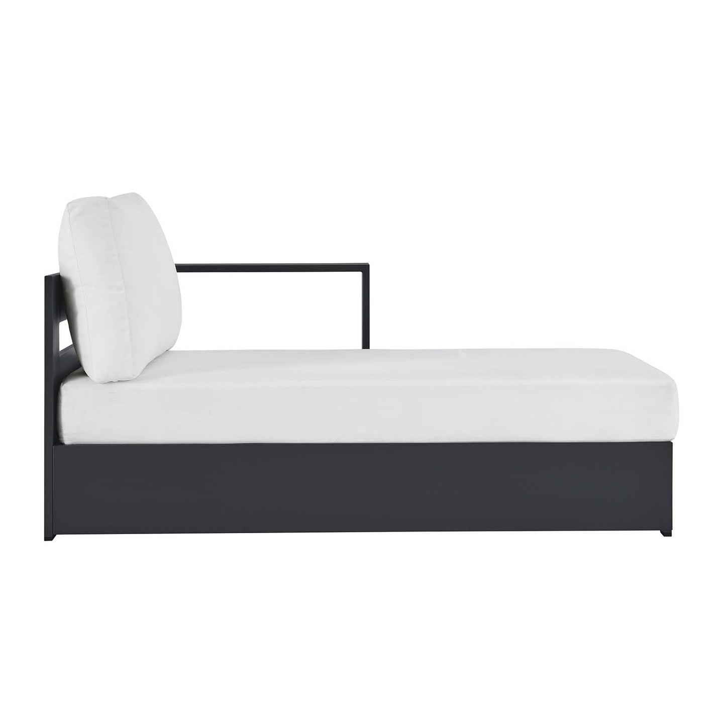 Modway Tahoe Powder-Coated Aluminum Outdoor Chaise Lounge in Gray White with Weather-Resistant Cushions, Modular Right-Facing Patio Lounger for Pool Furniture or Sectional Sofa Set