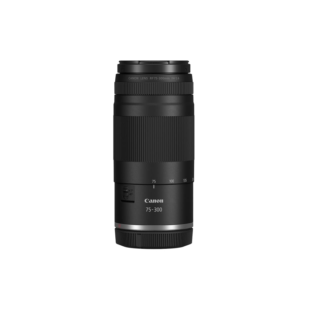 Canon RF75-300mm F4-5.6 Zoom Lens with UV Filter + Lens Cap Keeper + Cleaning Kit (4 Items)
