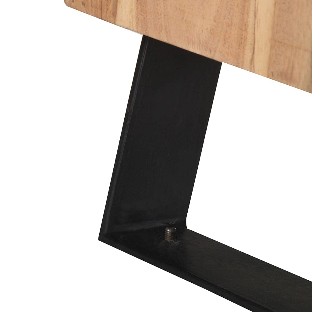 LKJVFCPW Bedside Cabinet with Storage Shelf, Solid Acacia Wood Nightstand for Bedroom, Industrial Side Table with Live Edge Finish, 15.7 x 11.8 x 19.7 Inches