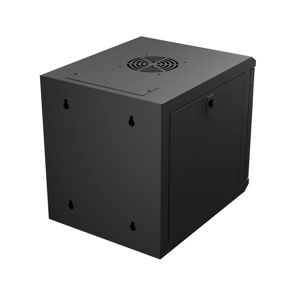 NavePoint 6U 10 Inch Network Server Cabinet, 15.75 inch Deep, Perforated Door, Black, Wall Mountable, 2 x Shelves, 1 x Blank Panel