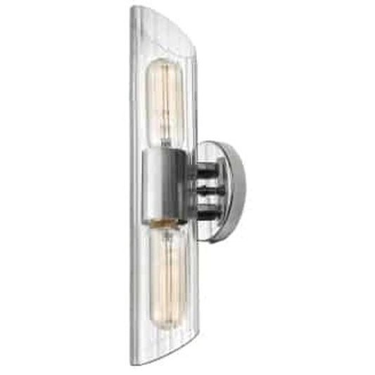 Dainolite 2 Light Vanity Light Clear Polished Chrome with Clear Fluted Glass SAM-162W-PC