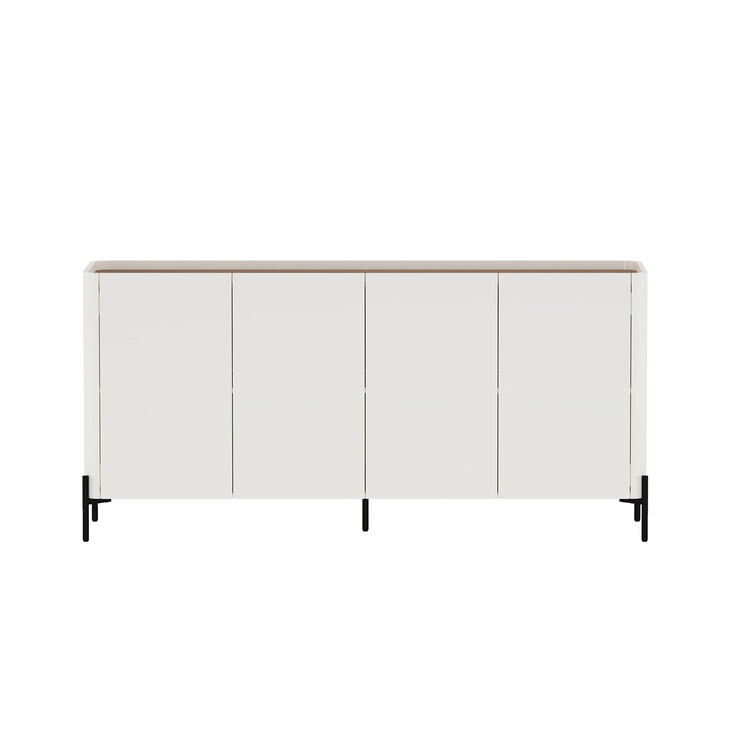Manhattan Comfort Abbey 67" Sideboard Cabinet, Modern Console Table with Storage, Adjustable Shelves, Kitchen Buffet, Soft Close Doors, Handle-Free Design, Elevated Metal Legs, Maple and Off White