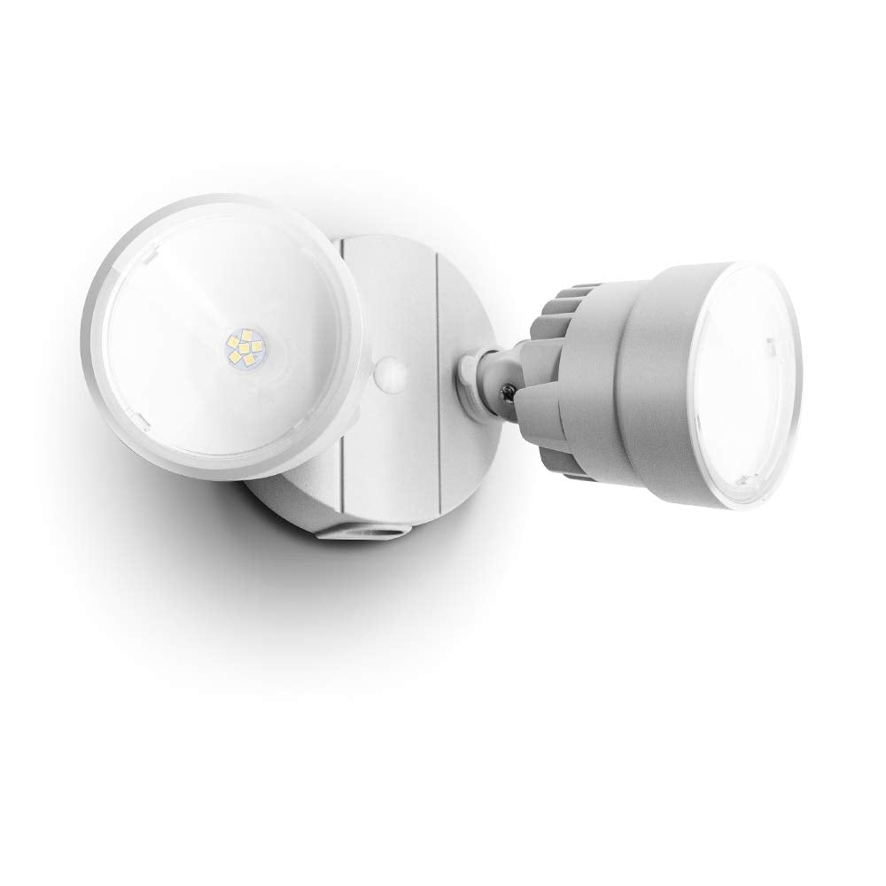 LUTEC Dual-Head Flood Light 2000 Lumen 18W Waterproof Dusk to Dawn Security Wall Light 1 Pack White Model P6221W-D2D