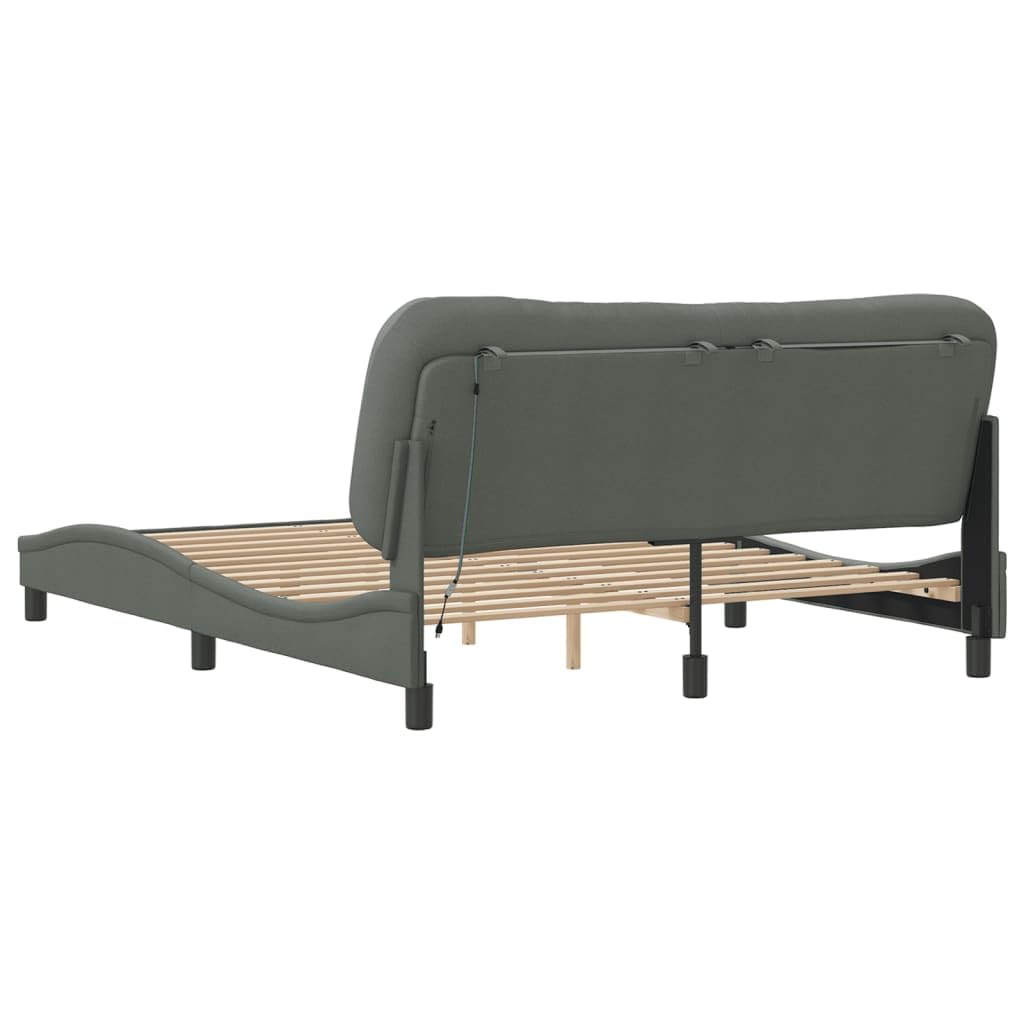 FUDUGEHMIOFWFJJ Split Queen Adjustable Bed,Bed Base,Bed Frame for Adjustable Base,Bed Frame with LED Without Mattress Dark Gray 59.8"x79.9" FabricSuitable for Bedroom, Office, Balcony