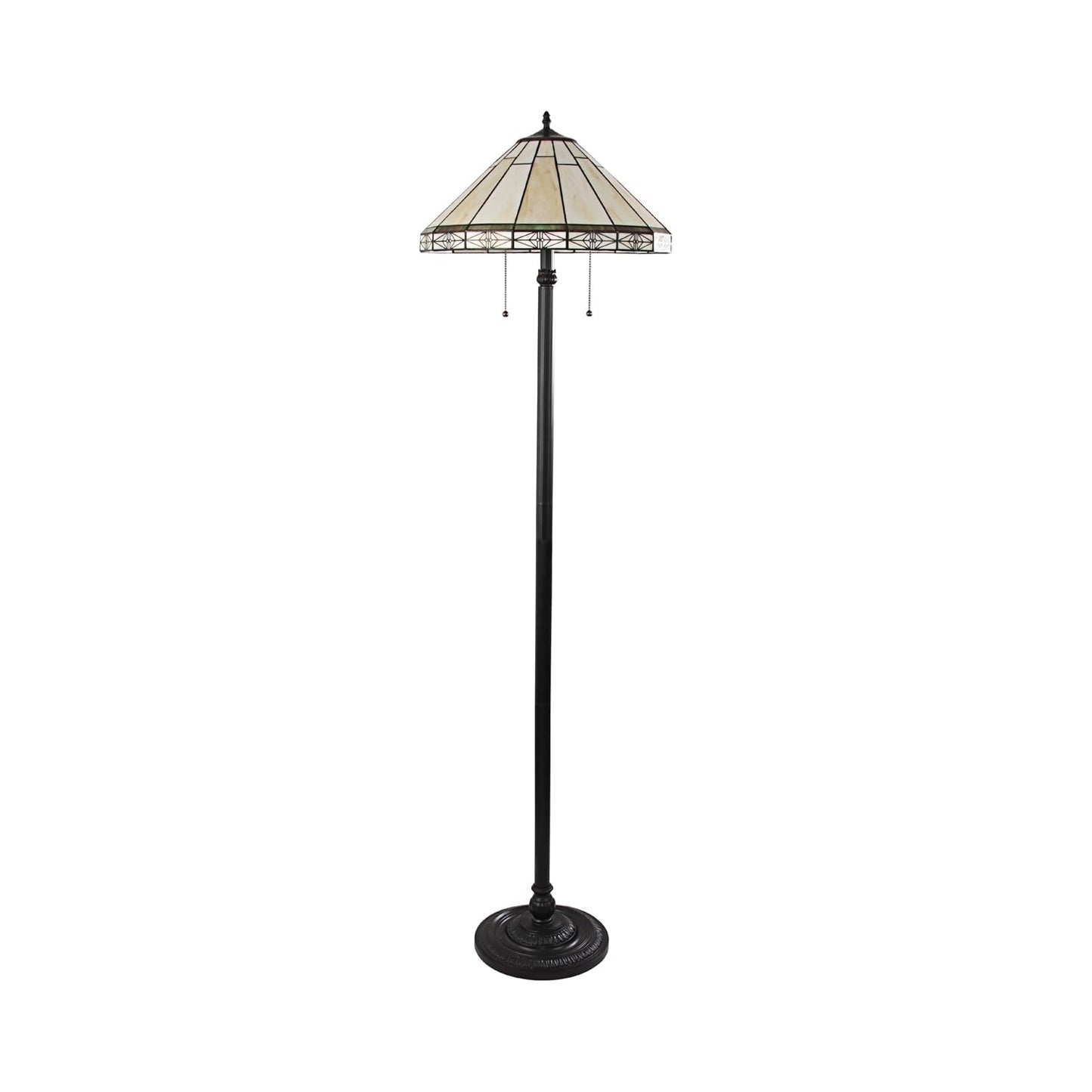 Chloe Lighting Tiffany-Style Floor Lamp, 2 Light, 18in  Wide, Blackish Bronze, Multicolor, Model CH31315MI18-FL2