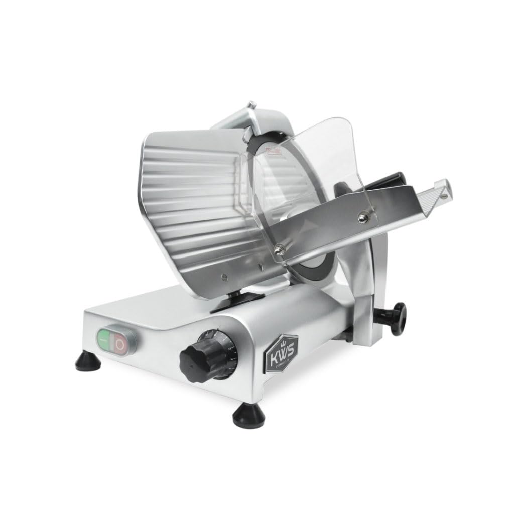 KWS MS-10NT 320W Motor Electric Meat Slicer 10-Inch with 304 Stainless Steel coated with Teflon Blade, Frozen Meat/Cheese/Food Slicer Low Noise Commercial and Home Use [ ETL, NSF Certified ]
