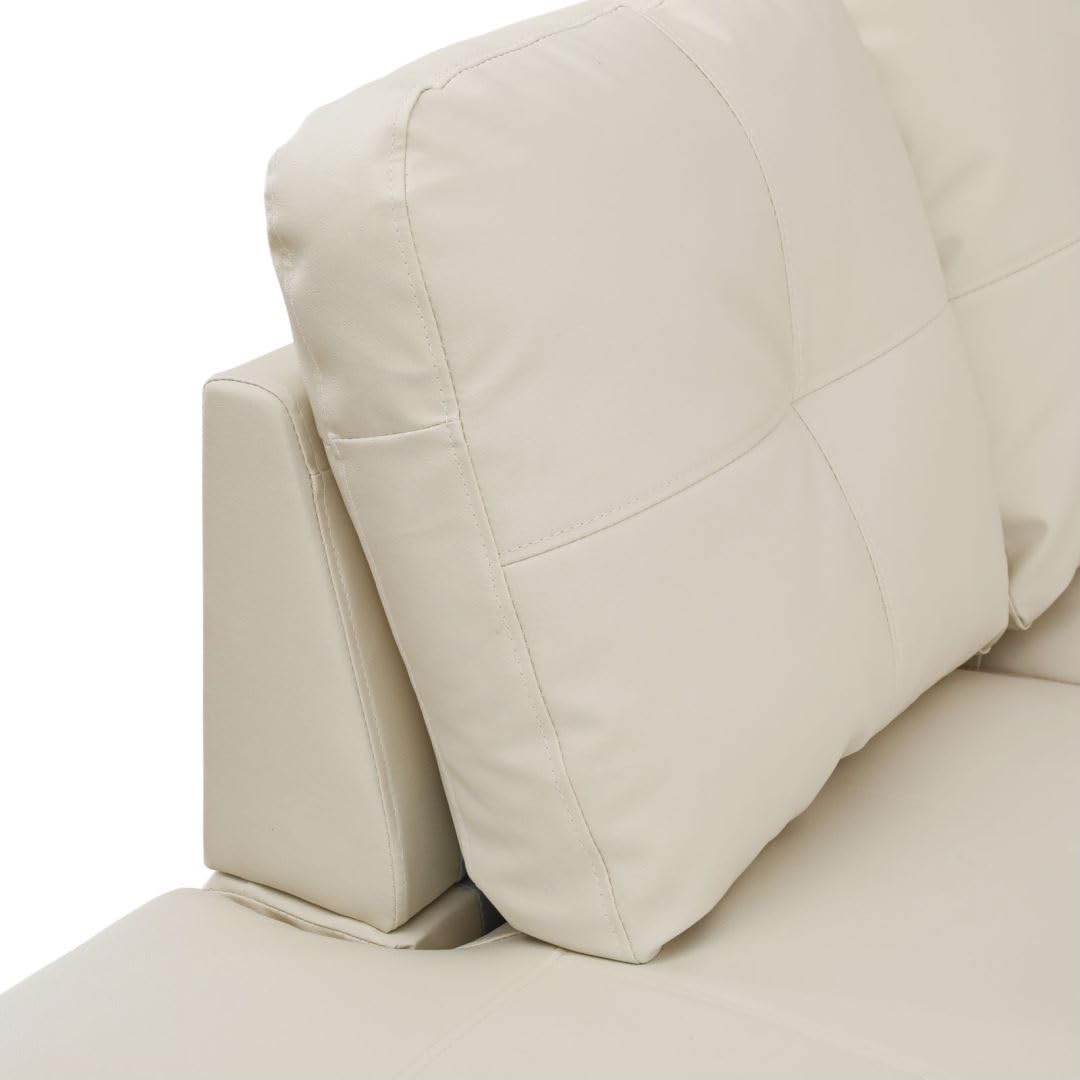 UOCFYK White L-Shaped 3-Piece Faux Leather Sofa with Storage Ottoman Set, Sectional Couch Leather-Like Sofa Set for Living Room, Office, Small Space