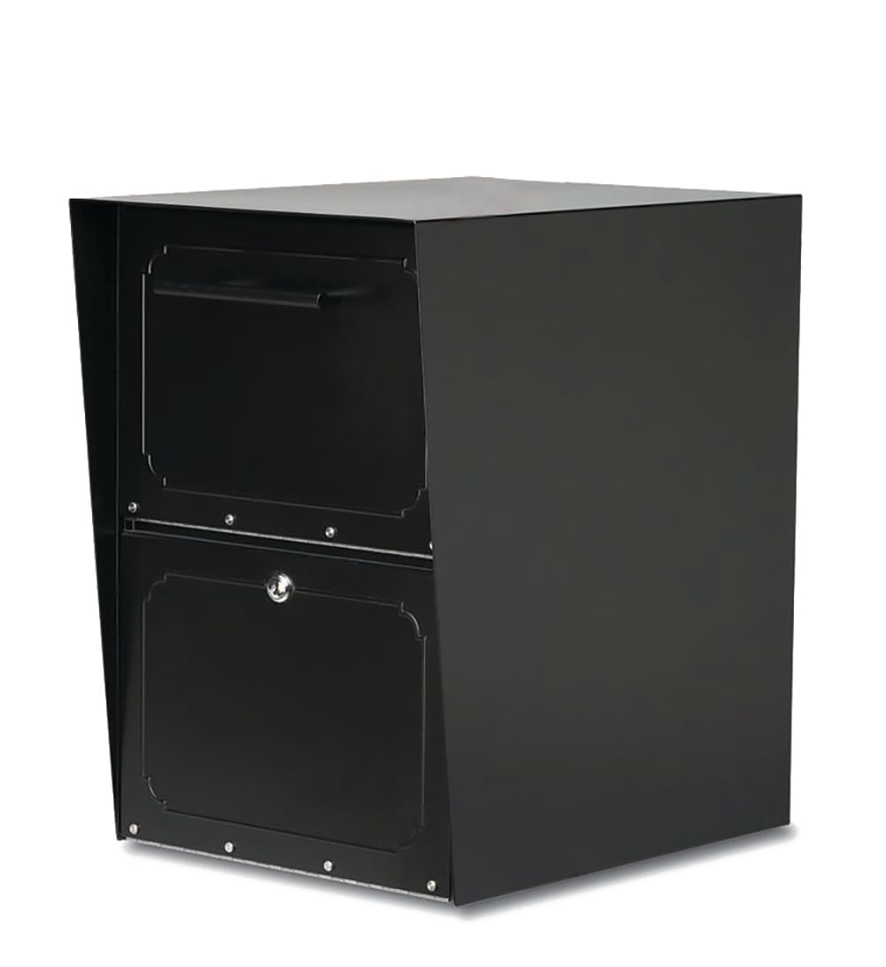 Architectural Mailboxes Oasis® Drop Box Secure, Locking Heavy Duty, Steel Metal Package Box for Outside, Black XL Extra Large with Magnetic Waterproof Door