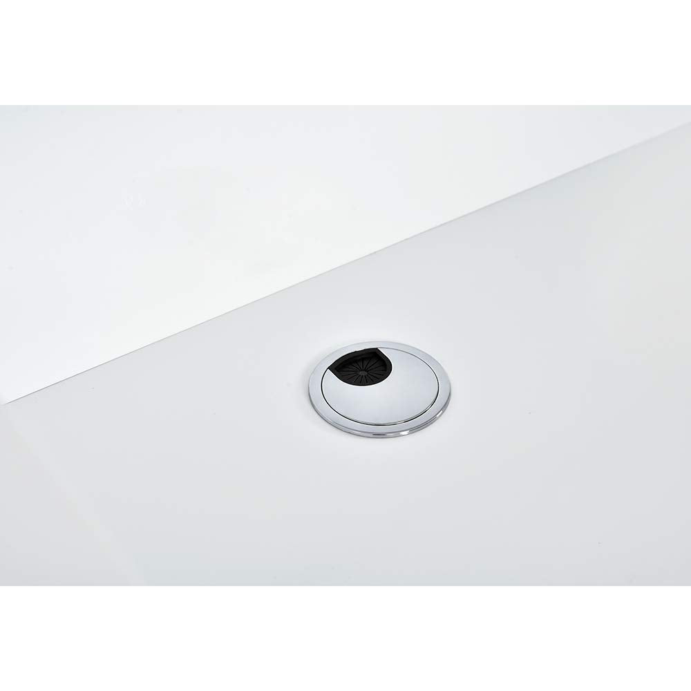 Dir Reception Desk, Receptionist Area Counter with LED Lights in White LANGARA