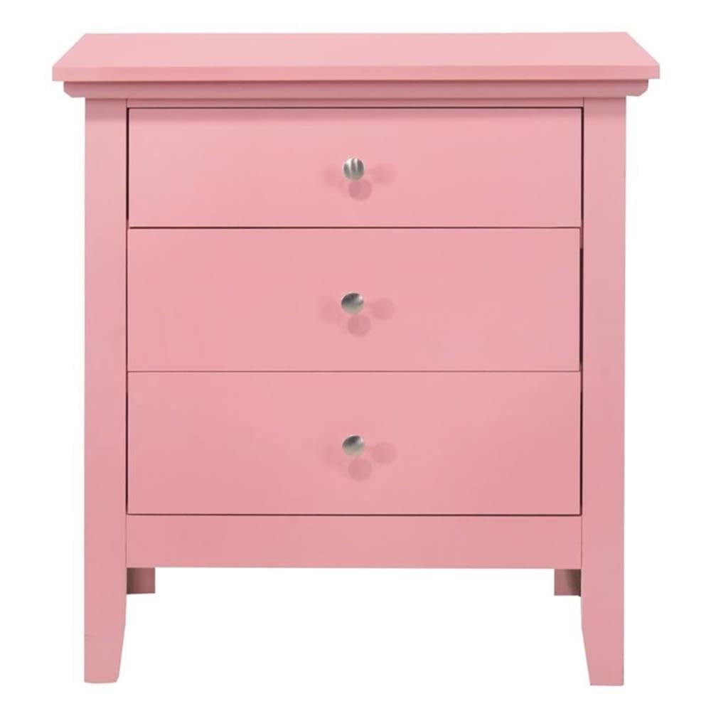 Glory Furniture Hammond 3 Drawer Nightstand in Pink