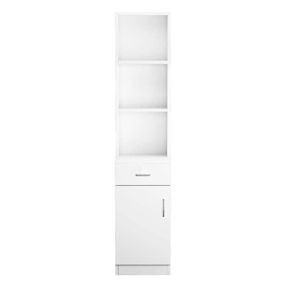 WZONICE98 Barber Cabinet with 5 Compartments, 1 Drawer and 1 Door, White Salon Station for Hair Stylists, Professional MDF Storage Cabinet for Beauty Salon, Spa, Home