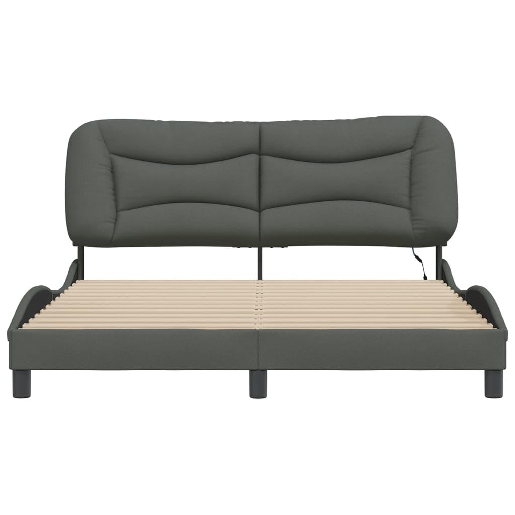 FUDUGEHMIOFWFJJ Split Queen Adjustable Bed,Bed Base,Bed Frame for Adjustable Base,Bed Frame with LED Without Mattress Dark Gray 59.8"x79.9" FabricSuitable for Bedroom, Office, Balcony