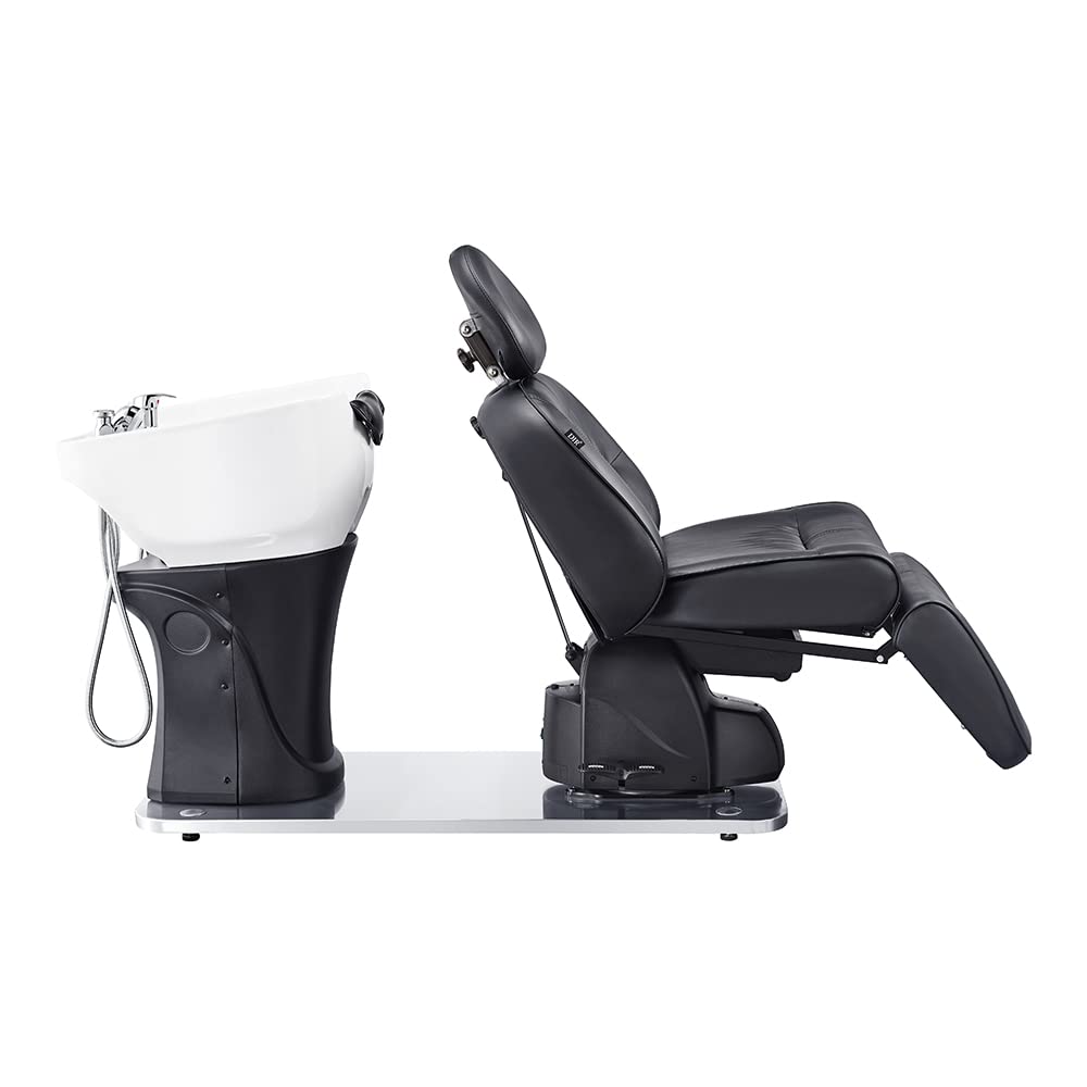 DIR Fully Reclined Shampoo Backwash Station, Full Electrical Adjusted Unit, MAXIMUS, Black