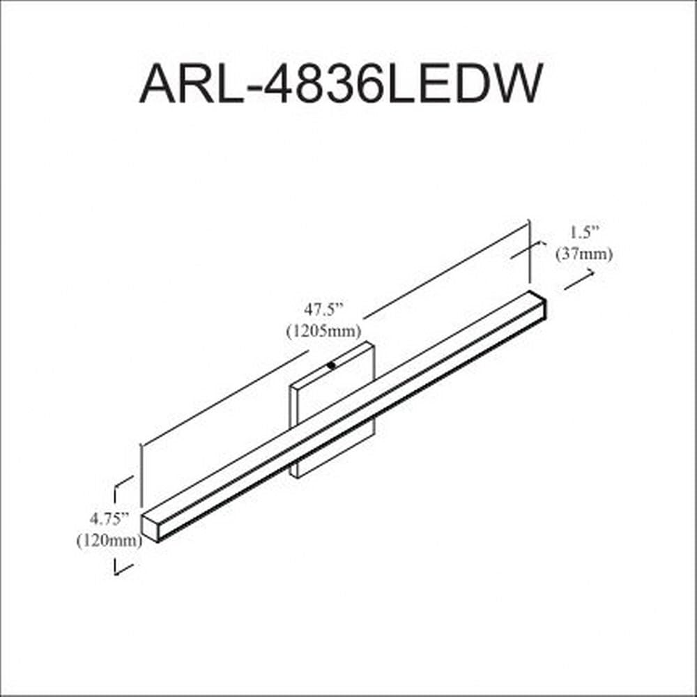 Dainolite Arandel Vanity Light, 1-Light, 36 Watts, Black, Model ARL-4836LEDW-MB