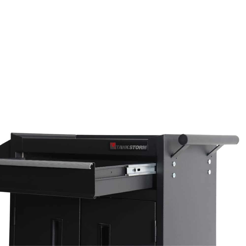 TANKSTORM 1 Drawer Tool Chest Heavy Duty Cart Steel Rolling Tool Box with Lockable Doors (TZ8 Black)